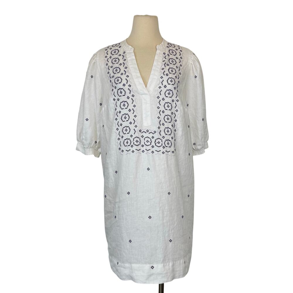 Lilly Pulitzer Mialeigh Linen Embroidered Shift Dress Water Hyacinth 14